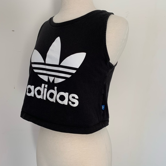 adidas Tops - Adidas Cropped Tank Top Womens Med Big Logo  Black